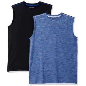 Boys' Active Performance Muscle Tank Tops 2-Pack Bright Blue/Black XL